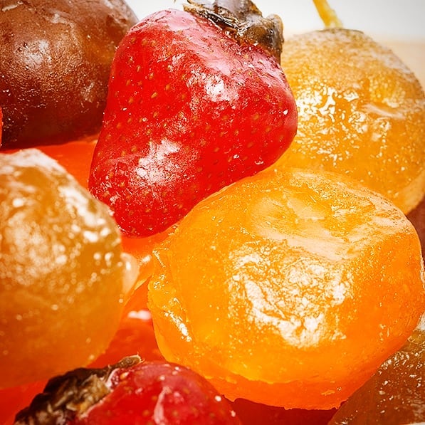 Composition de fruits confits glacés La Coccinelle- corbeille sucrée